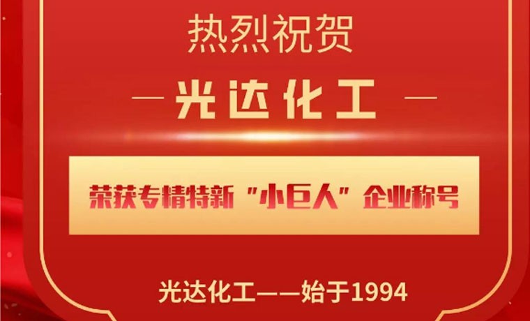 喜報！光達化工榮獲專精特新“小巨人”企業(yè)稱號！